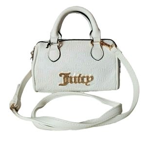 JUICY COUTURE white semi charmed satchel crossbody bag